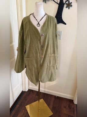 Olive Green Bohemian Corduroy Jacket made with organic cotton my LA Relaxed